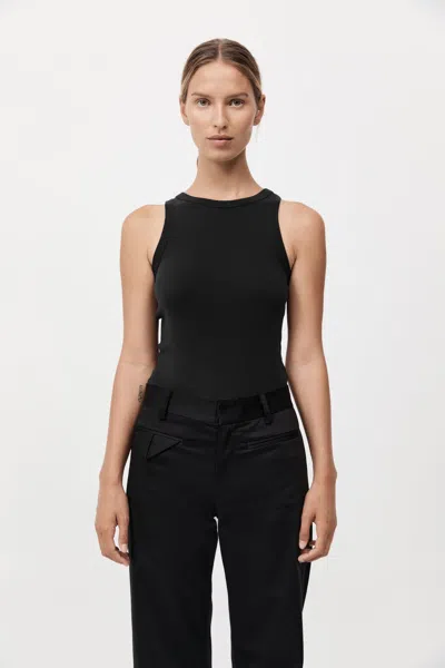 St Agni Organic Cotton Bateau Tank In Jet Black