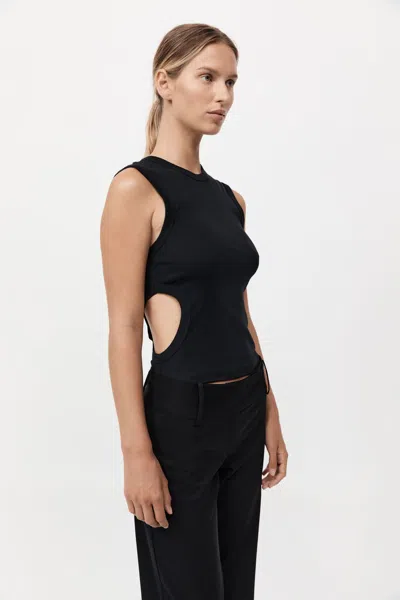St Agni Organic Cotton Cut Out Tank In Jet Black