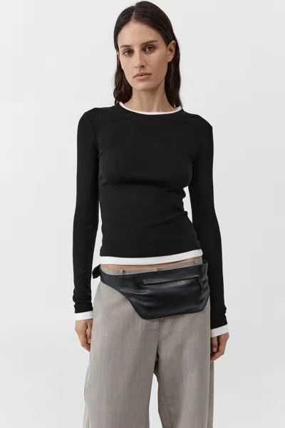 St Agni Organic Cotton Layered Long Sleeve Top In Black