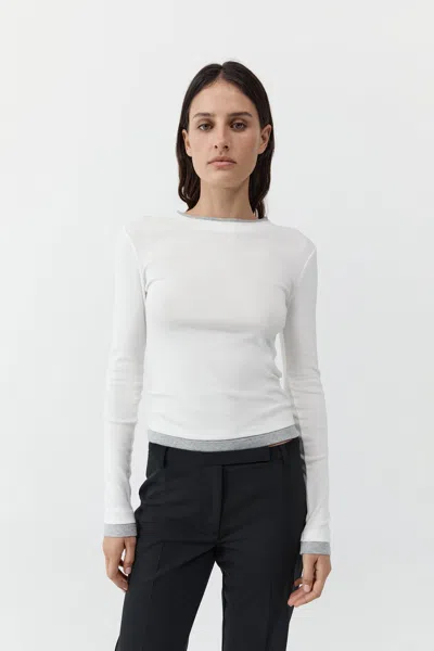 St Agni Organic Cotton Layered Long Sleeve Top In White