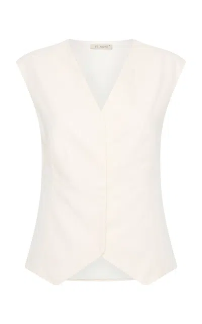 St Agni Organic Cotton-linen Vest In White