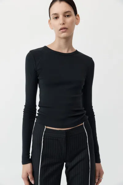 St Agni Organic Cotton Long Sleeve Top In Black