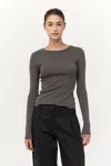 St Agni Organic Cotton Long Sleeve Top In Brown