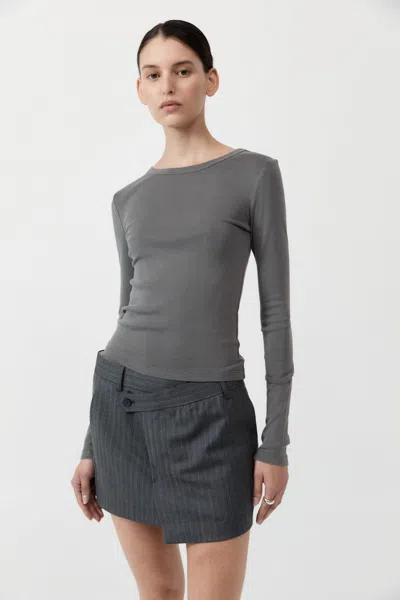 St Agni Organic Cotton Long Sleeve Top In Pewter Grey