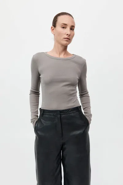 St Agni Organic Cotton Long Sleeve Top In Slate