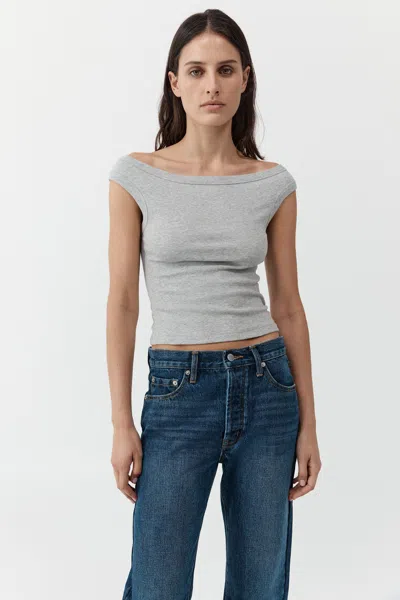 St Agni Organic Cotton Off Shoulder Top In Gray