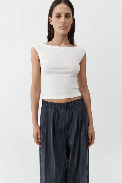 St Agni Organic Cotton Off Shoulder Top In White