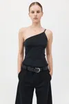St Agni Organic Cotton One Shoulder Tank In Black