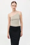 St Agni Organic Cotton One Shoulder Tank In Gray