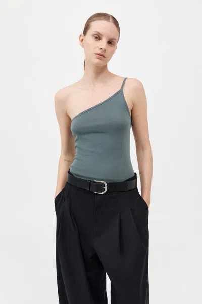 St Agni Organic Cotton One Shoulder Tank In Green