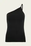 ST AGNI ORGANIC COTTON ONE SHOULDER TANK IN BLACK