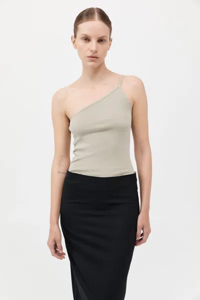 St Agni Organic Cotton One Shoulder Tank In Moss Grey