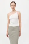 St Agni Organic Cotton One Shoulder Tank In White