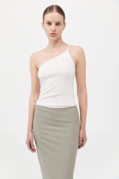 St Agni Organic Cotton One Shoulder Tank In White
