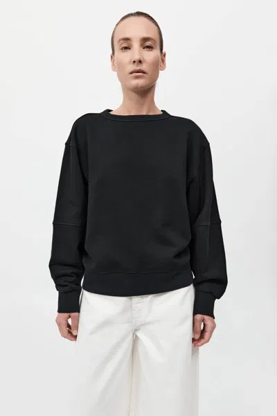 St Agni Organic Cotton Panelled Sweater In Black
