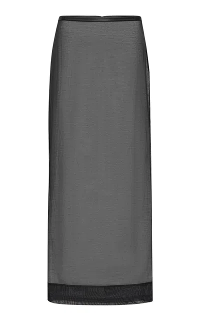 St Agni Organic Cotton-silk Organza Maxi Skirt In Black