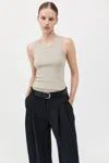 St Agni Organic Cotton Singlet In Moss Grey