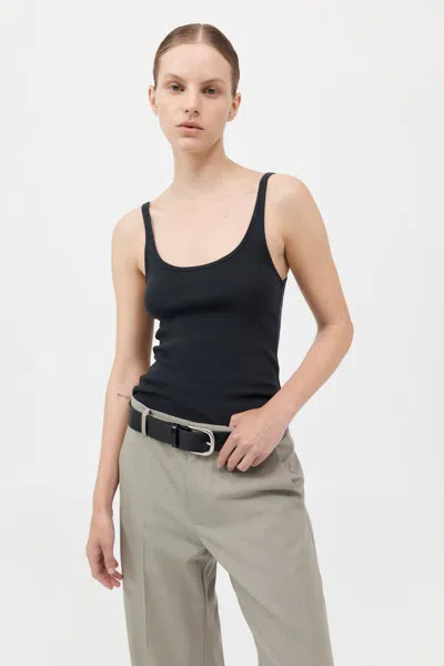 St Agni Organic Cotton Slim Scoop Tank In Black