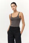 St Agni Organic Cotton Slim Scoop Tank In Brown