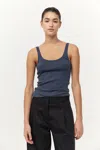 St Agni Organic Cotton Slim Scoop Tank In Gray