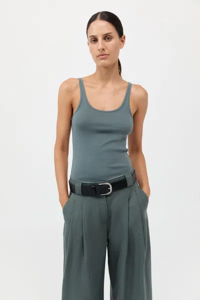 St Agni Organic Cotton Slim Scoop Tank In Green