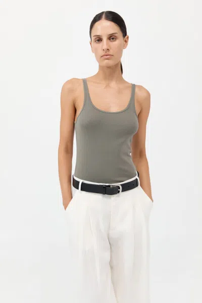 St Agni Organic Cotton Slim Scoop Tank In Green