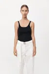 St Agni Organic Cotton Slim Scoop Tank In Jet Black