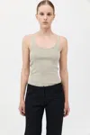 St Agni Organic Cotton Slim Scoop Tank In Moss Grey