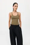 St Agni Organic Cotton Slim Scoop Tank In Olive