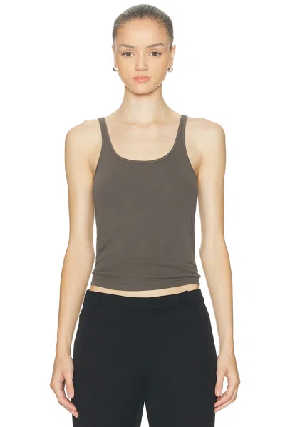 St Agni Organic Cotton Slim Scoop Tank Top In Brown