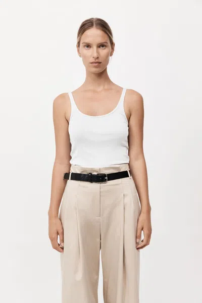 St Agni Organic Cotton Slim Scoop Tank In White
