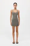St Agni Organic Cotton Slip Dress In Smokey Olive