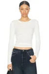 St Agni Organic Cotton Soft Rib Long Sleeve Top In White