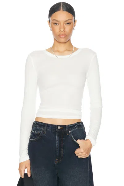 St Agni Organic Cotton Soft Rib Long Sleeve Top In White