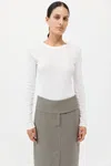 St Agni Organic Cotton Soft Rib Long Sleeve Top In White