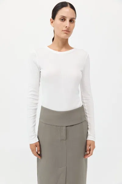 St Agni Organic Cotton Soft Rib Long Sleeve Top In White