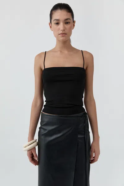 St Agni Organic Cotton Square Neck Cami In Black