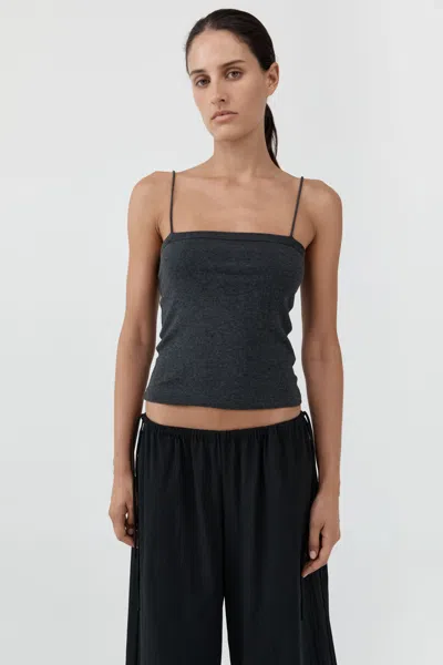 St Agni Organic Cotton Square Neck Cami In Gray