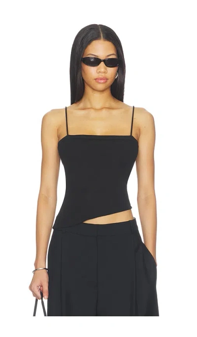 St Agni Organic Cotton Square Neck Cami Top In Black