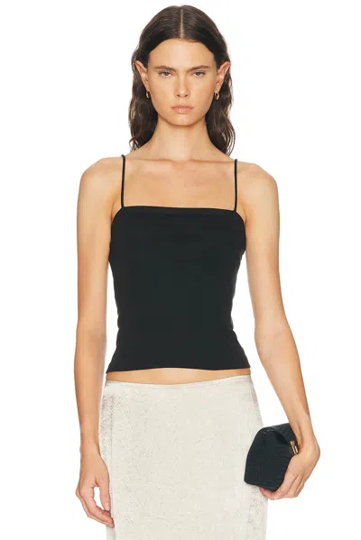 St Agni Organic Cotton Square Neck Cami Top In Jet Black