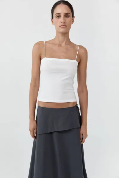 St Agni Organic Cotton Square Neck Cami In White