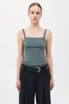 St Agni Organic Cotton Square Neck Tank In Balsam Green