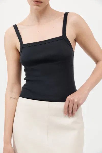 St Agni Organic Cotton Square Neck Tank In Black