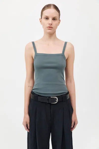 St Agni Organic Cotton Square Neck Tank In Green