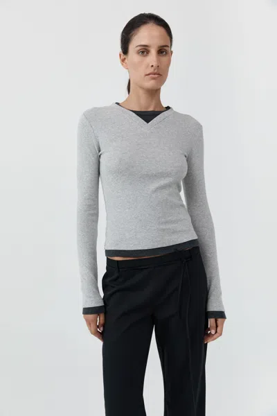 St Agni Double-layered Organic Cotton-jersey T-shirt In Gray
