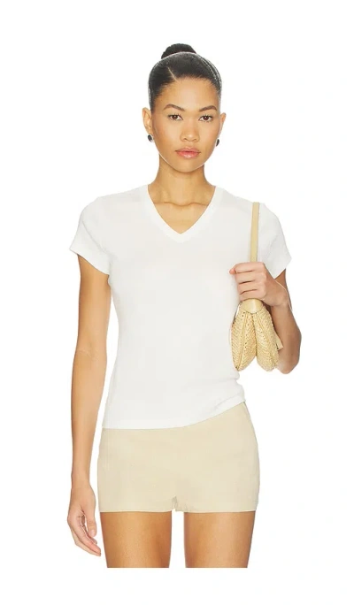 St Agni Organic Cotton V Neck Tee In White