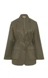 St Agni Oversized Cotton-blend Utility Blazer In Grey