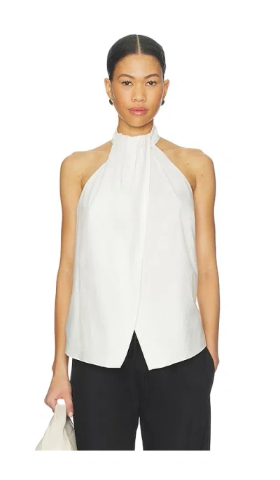 St Agni Oxford Wrap Organic Cotton Halter Top In White