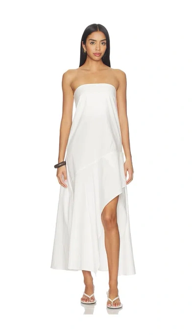 St Agni Oxford Strapless Asymmetrical Dress In White