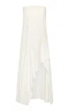 St Agni Oxford Strapless Organic-cotton Midi Dress In Neutral